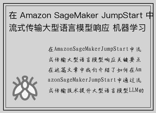 在 Amazon SageMaker JumpStart 中流式传输大型语言模型响应 机器学习博客